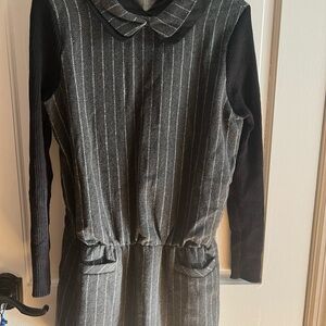 Striped Black and Gray Long Sleeve Dress